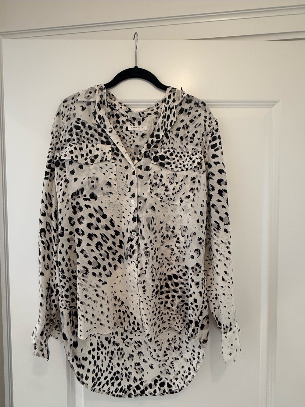 Equipment Button-Down Silk Shirt - Animal Print Size Small